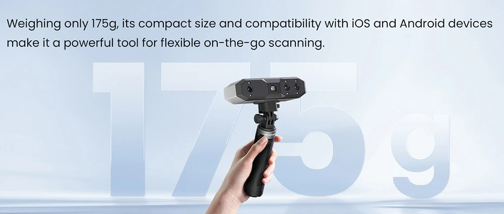 Revopoint MINI 2 3D Scanner, 0.02mm Precision, 2MP Resolution, Up to 16fps Scanning Speed, Blue Light, 120-250mm Working Distance, 6 Flash LEDs, IMU Motion Tracking, for Dental/Small Objects, Advanced Edition