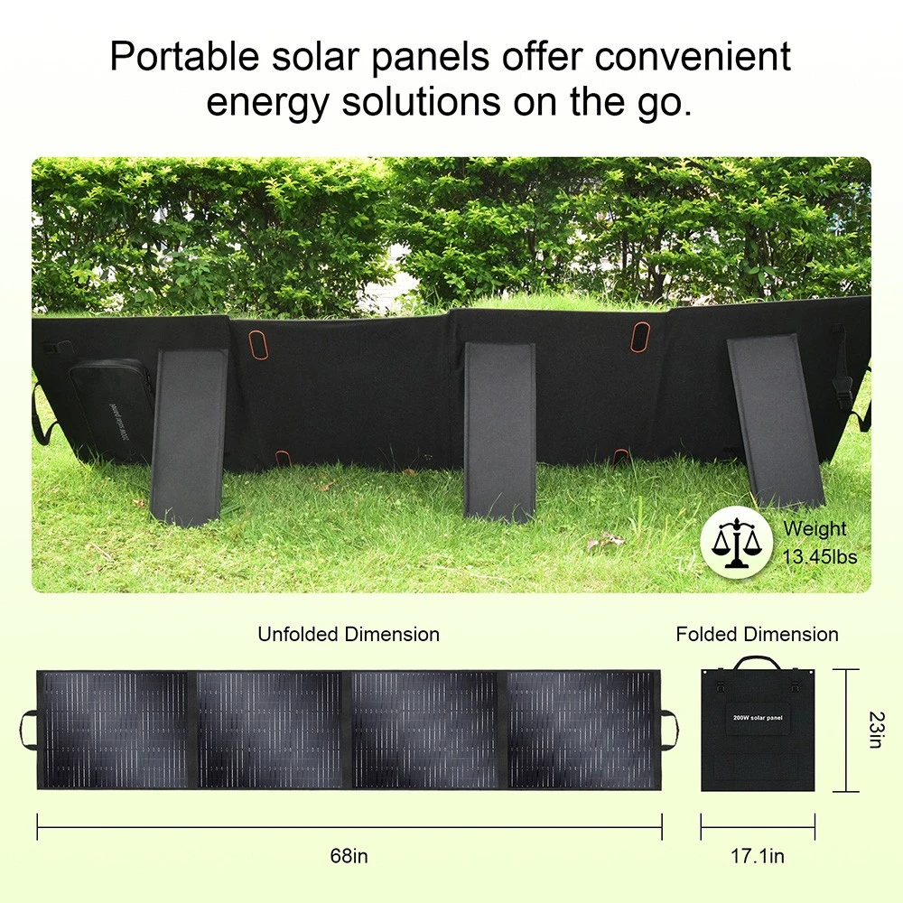 SolarPlay T200 Solar Panel, 200W Max Output Power, 23.4% High Conversion Efficiency, IP65 Waterproof & Dustproof, Adjustable Kickstand