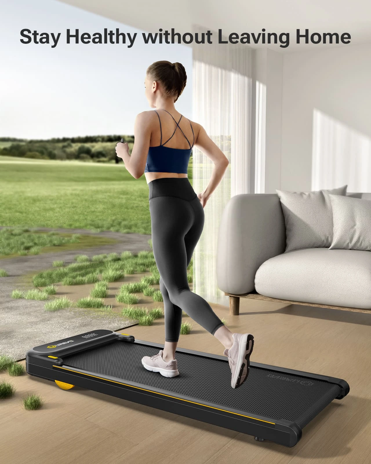 UREVO Spacewalk E4 Treadmill, 1-6KM/h Speed, 120kg Max Load, 2.25HP Motor, <45dB Low Noise, 102*38cm Walking Area, Double Shock Absorption, LED Display, Remote Control