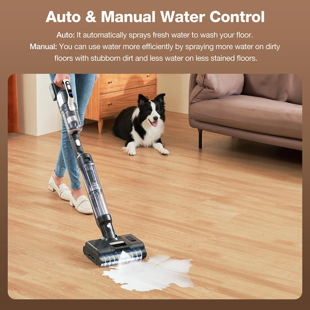 JIMMY PW11 Pro 4-in-1 Cordless Vacuum & Washer, 460W Strong Power, Double Cleaning, Hot Air Fast Dry, LED Screen, 180&deg; Lay Flat Design, Dual Roller Brushes, Silver-black Color