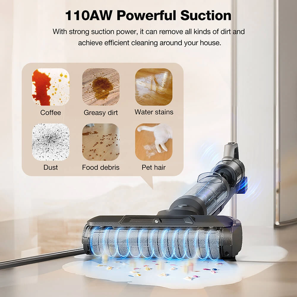 JIMMY PW11 Pro 4-in-1 Cordless Vacuum & Washer, 460W Strong Power, Double Cleaning, Hot Air Fast Dry, LED Screen, 180&deg; Lay Flat Design, Dual Roller Brushes, Silver-black Color