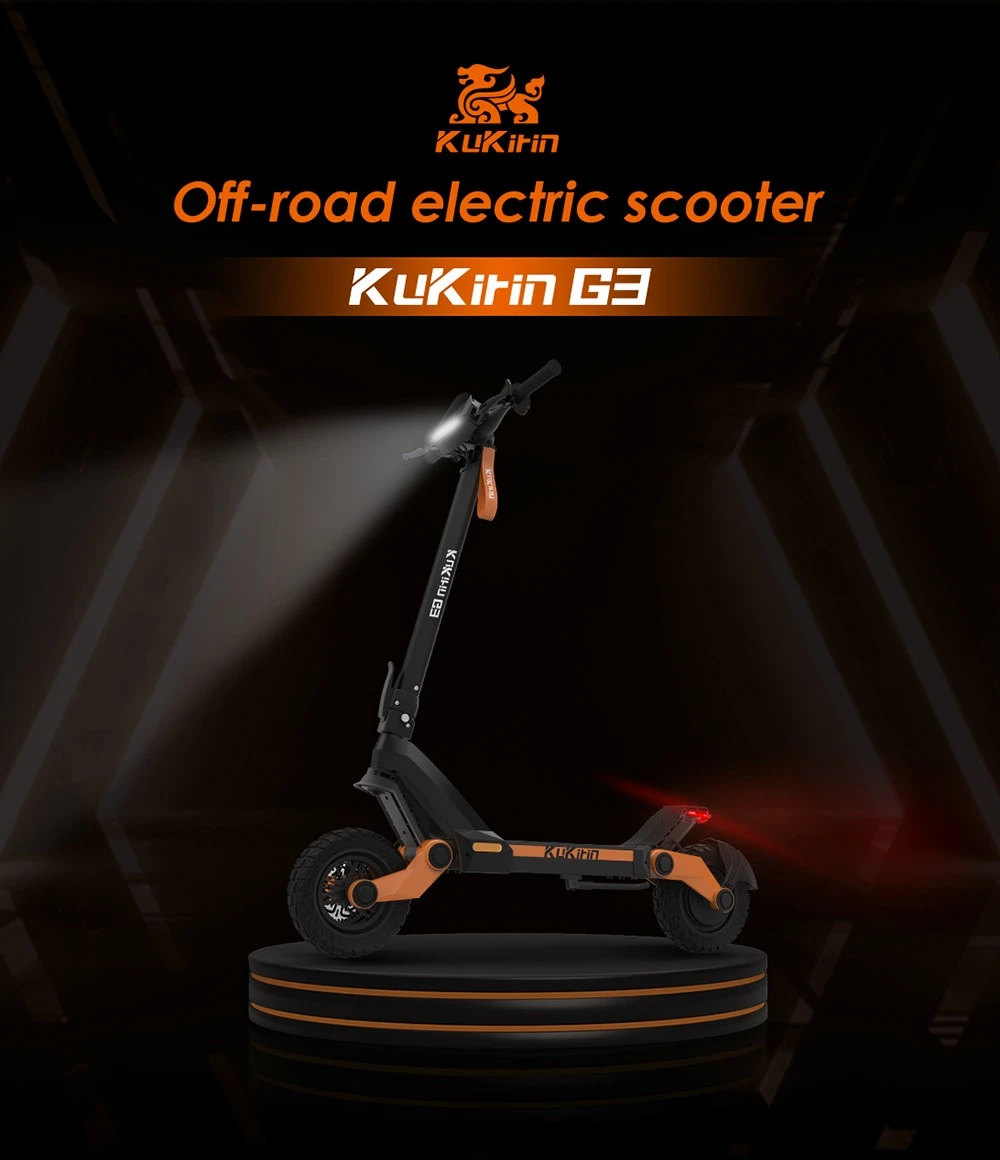 Trottinette électrique KuKirin G3 Adventurers 10,5 pouces tout-terrain, moteur arrière 1200 W, batterie au lithium 52 V 18 Ah, vitesse maximale 50 km/h, écran tactile, panneau de commande, système de suspension TPU, IPX4