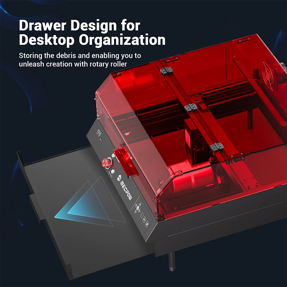 Mecpow X4 Pro 22W Laser Engraver Cutter, with Protective Cover & Integrated Air Assist, 0.08x0.1mm Laser Spot, 22000mm/min Engraving Speed, Emergency Stop, Offline Work, Support LightBurn/ LaserGRBL/ MKSLaser, 410*400mm