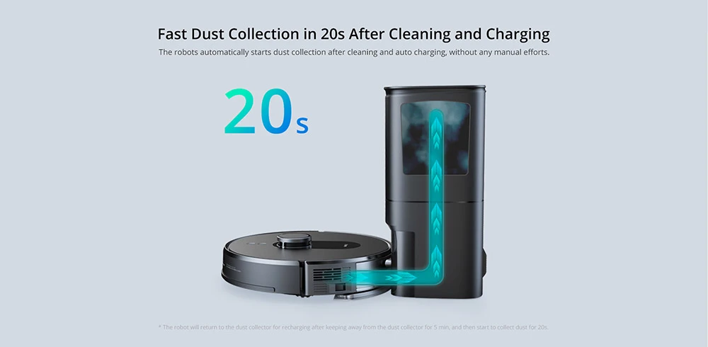 360 S8 Plus Robot Vacuum Cleaner with Base Station, 2700Pa Suction, 300ml Water Tank, 70 Days Dust Storage, 250min Runtime, Auto Charging, LiDAR Navigation, Low Noise, Botslab App