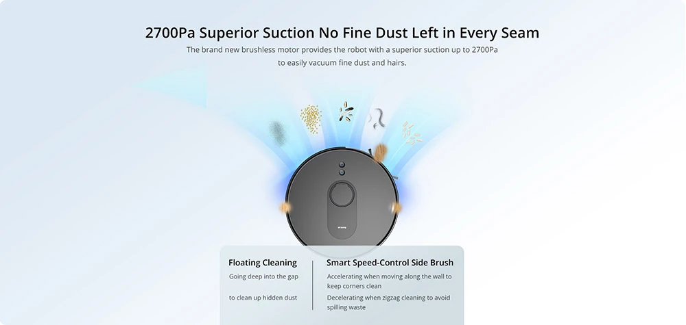 360 S8 Plus Robot Vacuum Cleaner with Base Station, 2700Pa Suction, 300ml Water Tank, 70 Days Dust Storage, 250min Runtime, Auto Charging, LiDAR Navigation, Low Noise, Botslab App