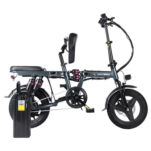 HONEYWHALE S6 Pro 14-inch Electric Bike 350W Brushless Motor 25km/h 48V 15Ah Battery 45-55km Range Six Shock Absorber Disc Brakes - Grey