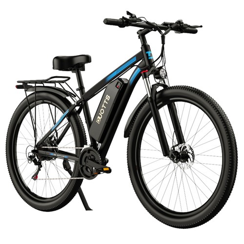 Vélo électrique DUOTTS C29 750 W Roue 29 x 2,1 pouces Batterie 48 V 15 Ah Autonomie 50 km Vitesse maximale 50 km/h Shimano 21 vitesses Vélo de montagne électrique avec porte-bagages arrière IP54 Étanchéité Smart APP - Noir