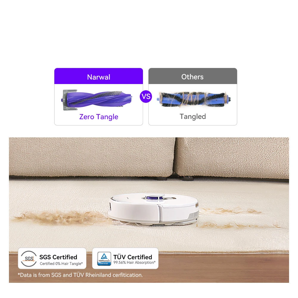 Narwal Freo X Plus Robot Vacuum Cleaner and Mop Built-in Dust Emptying, Strong 7800Pa Suction Power, Zero-Tangling Floating Brush, Alexa/Google Assistant/APP Control, Ideal for Pet Hair Hard Floor, Wood Floor