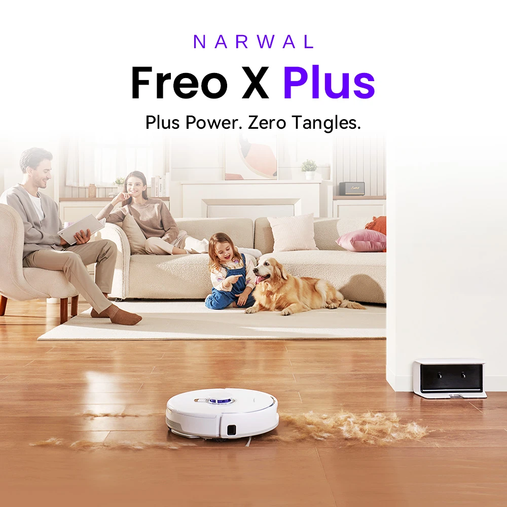 Narwal Freo X Plus Robot Vacuum Cleaner and Mop Built-in Dust Emptying, Strong 7800Pa Suction Power, Zero-Tangling Floating Brush, Alexa/Google Assistant/APP Control, Ideal for Pet Hair Hard Floor, Wood Floor