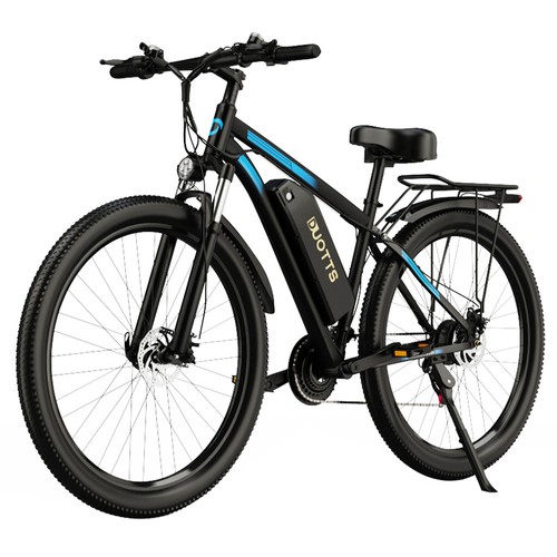 Vélo électrique DUOTTS C29 750 W Roue 29 x 2,1 pouces Batterie 48 V 15 Ah Autonomie 50 km Vitesse maximale 50 km/h Shimano 21 vitesses Vélo de montagne électrique avec porte-bagages arrière IP54 Étanchéité Smart APP - Noir