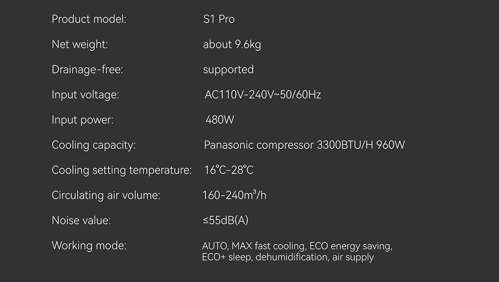 Climatiseur extérieur portable CYBERTAKE S1 Pro (sans batterie)