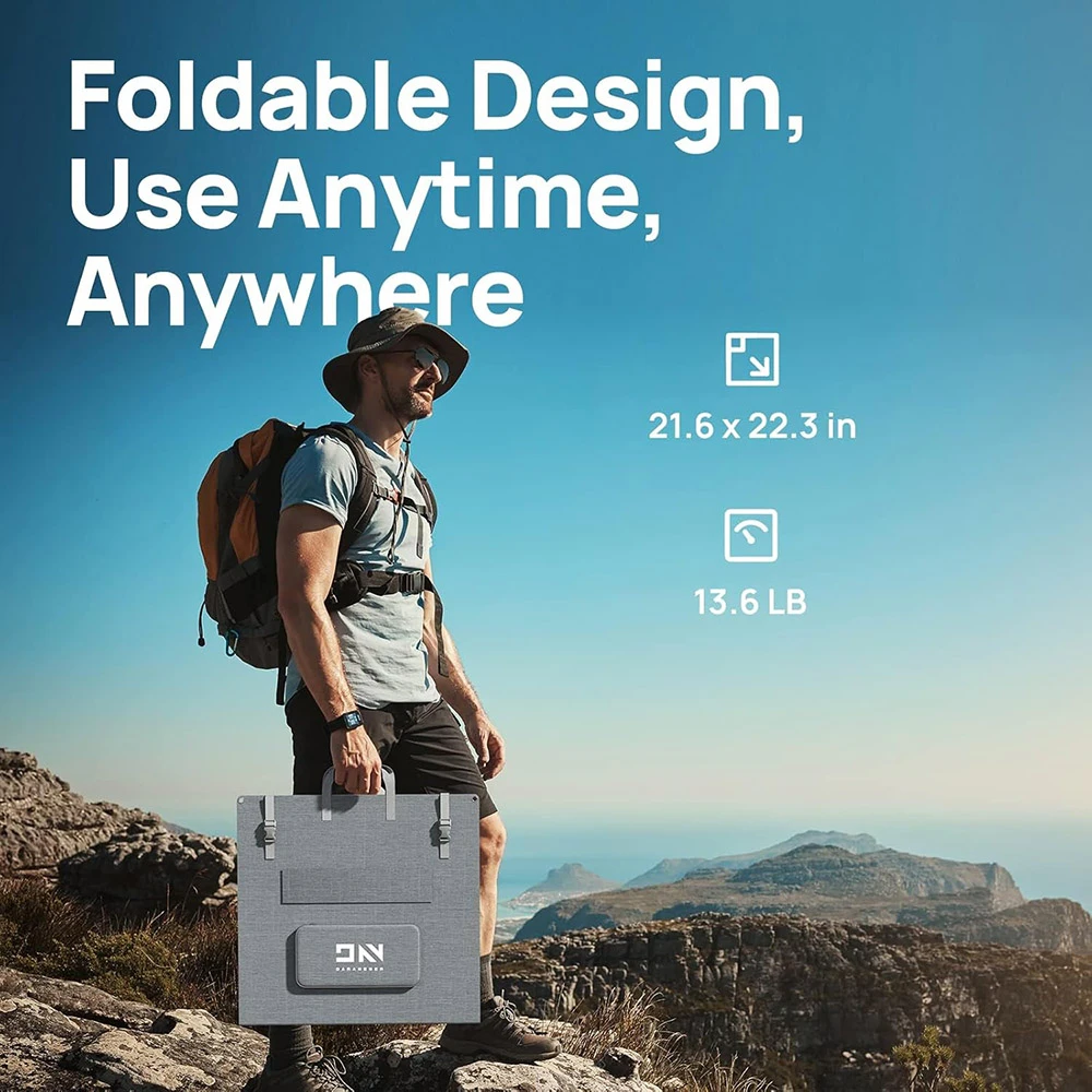 DaranEner SP100 100W Foldable Solar Panel, Adjustable Stand, IP54 Waterproof