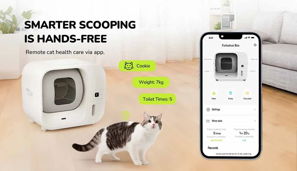 Furbulous Cat Litter Box, Auto-Pack & Seal, Self Cleaning & Refilling, Huge Capacity, Smart App, Quiet Operation