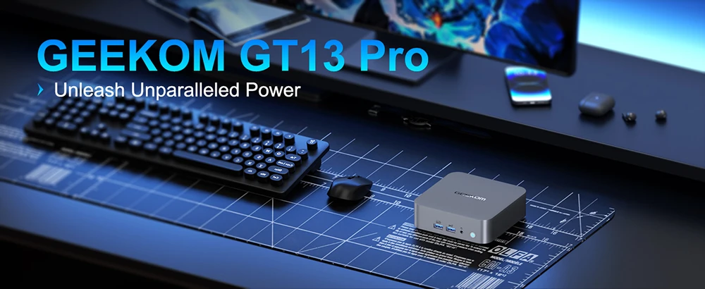 GEEKOM GT13 Pro Mini PC, Intel Core i7-13620H 10 Core Max 4.9GHz, 32GB RAM 1TB SSD, 2*USB 4 Type-C (8K@30Hz)+2*HDMI 2.0 (4K@60Hz) Four Screen Display, WiFi 6E Bluetooth 5.2, 3*USB 3.2 1*USB 2.0 1*RJ45 1*SD Card Reader 1*3.5mm Audio Jack