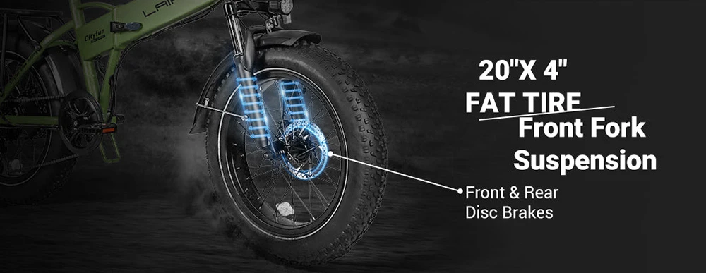 LAIFOOK Cityfun Electric Bike, 250W Brushless Motor, 48V 10.4AH Battery, 20 x 4.0 Inch Fat Tires, 25km/h Max Speed, 70km Range, Hydraulic Front Suspension, Mechanical Disc Brake, Shimano 7 Speed, LCD Display - Black