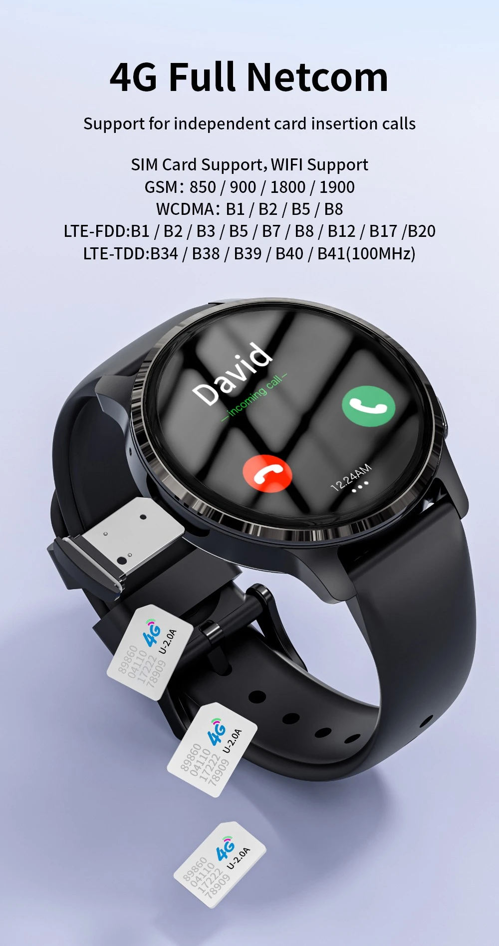 LOKMAT APPLLP 2 Smartwatch, 1.508-inch AMOLED Screen, Support 4G SIM Card, Android 8.1, NFC Access, 24/7 Health Monitoring, Multiple Sports Modes