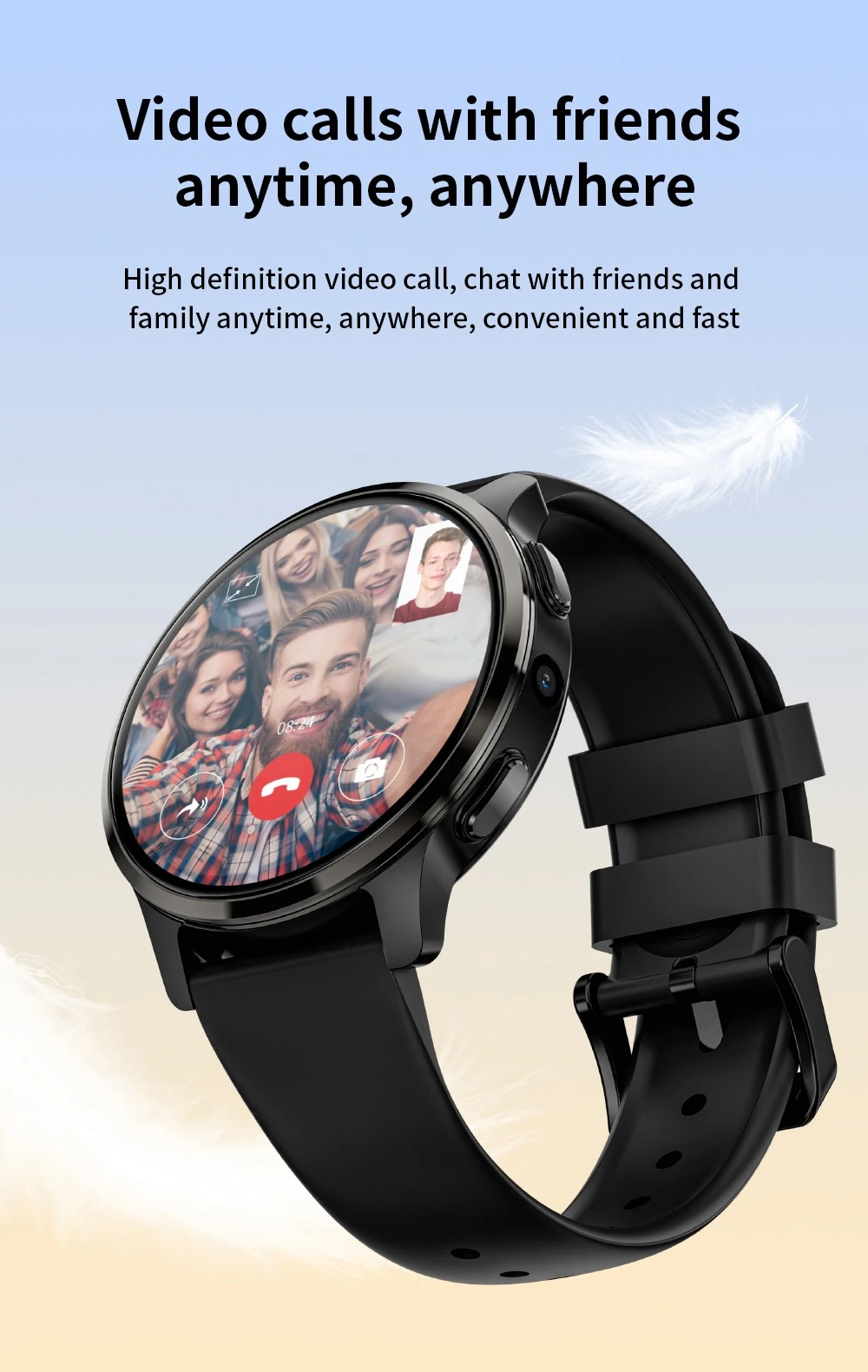 LOKMAT APPLLP 2 Smartwatch, 1.508-inch AMOLED Screen, Support 4G SIM Card, Android 8.1, NFC Access, 24/7 Health Monitoring, Multiple Sports Modes