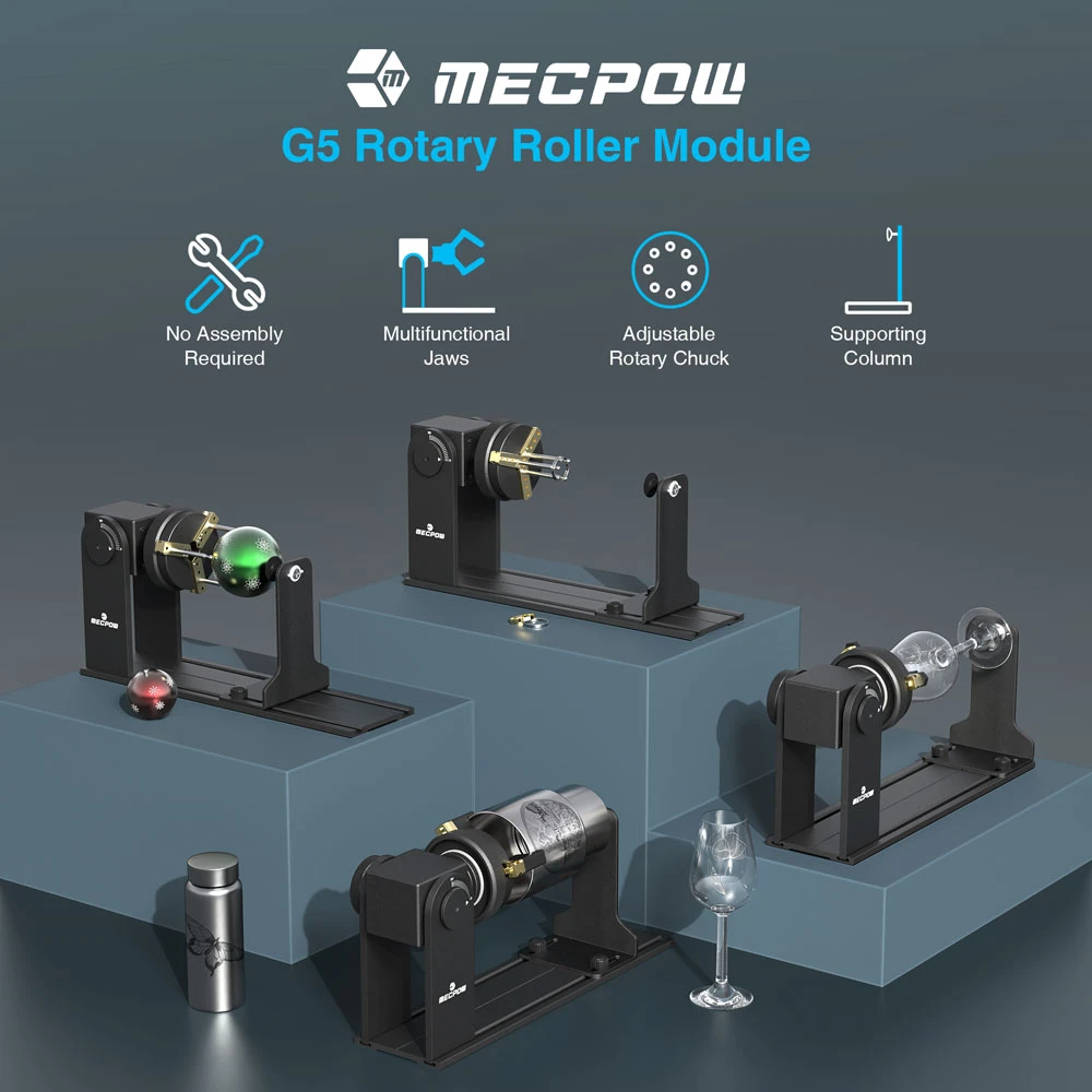 Mecpow G5 Rotary Roller Module, with Versatile Jaws, Adjustable Rotary Chuck, Supporting Column, for Mecpow and Other Brands