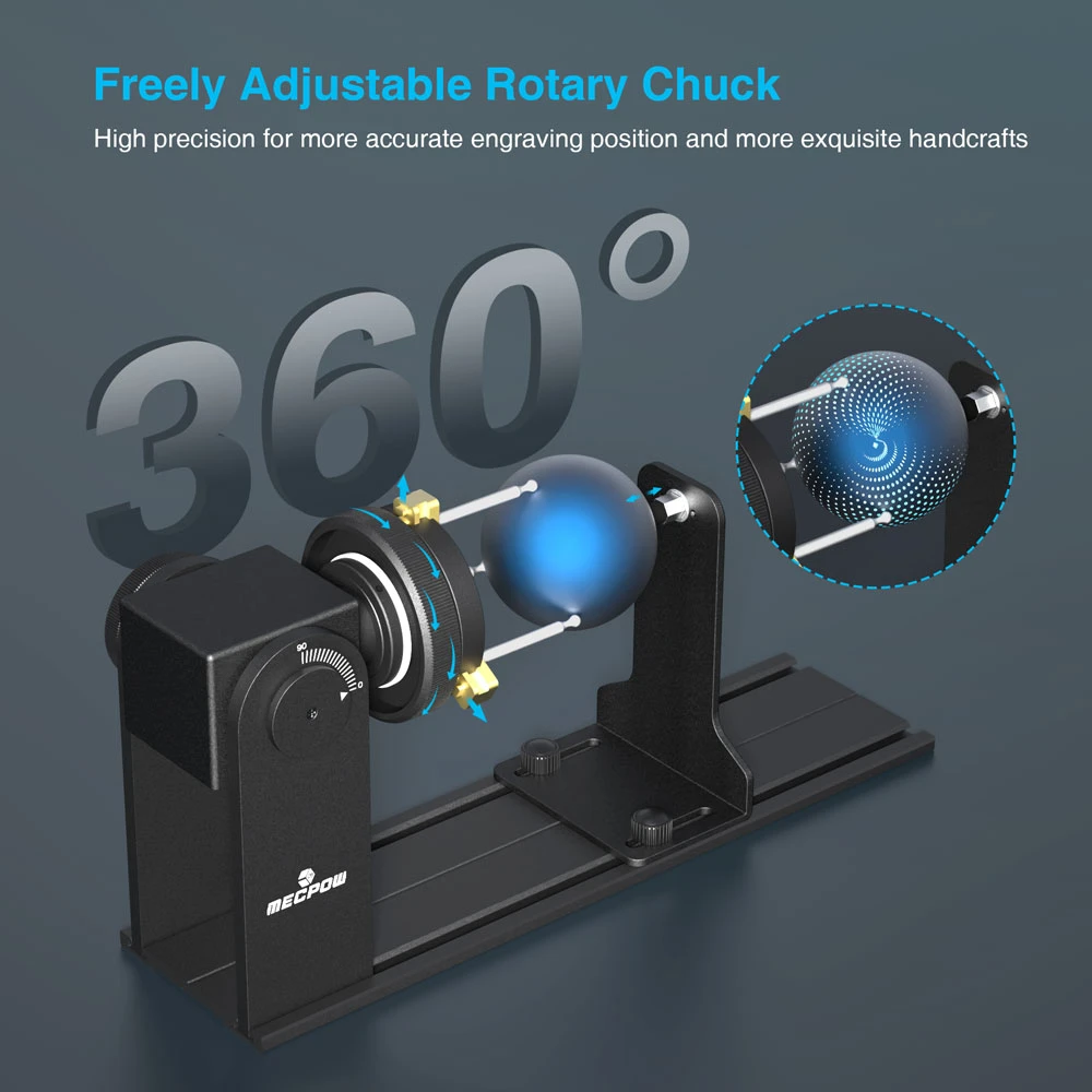 Mecpow G5 Rotary Roller Module, with Versatile Jaws, Adjustable Rotary Chuck, Supporting Column, for Mecpow and Other Brands