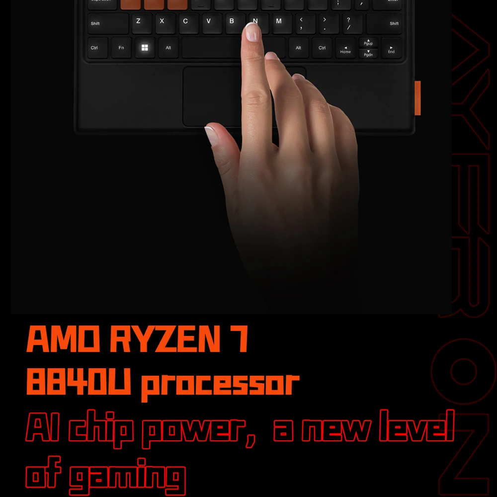 One Netbook OneXPlayer X1 Handheld Gaming PC, AMD Ryzen 7 8840U 8 Cores Max 5.1GHz, 10.95'' 2560*1600 120Hz LTPS Screen, 64GB LPDDR5x 7500MHz RAM 4TB SSD, 1* TF Card 4.0 1* Oculink 2* USB-C 4.0 1* USB 3.2 1* 3.5mm Audio, Harman Sound System - US Plug