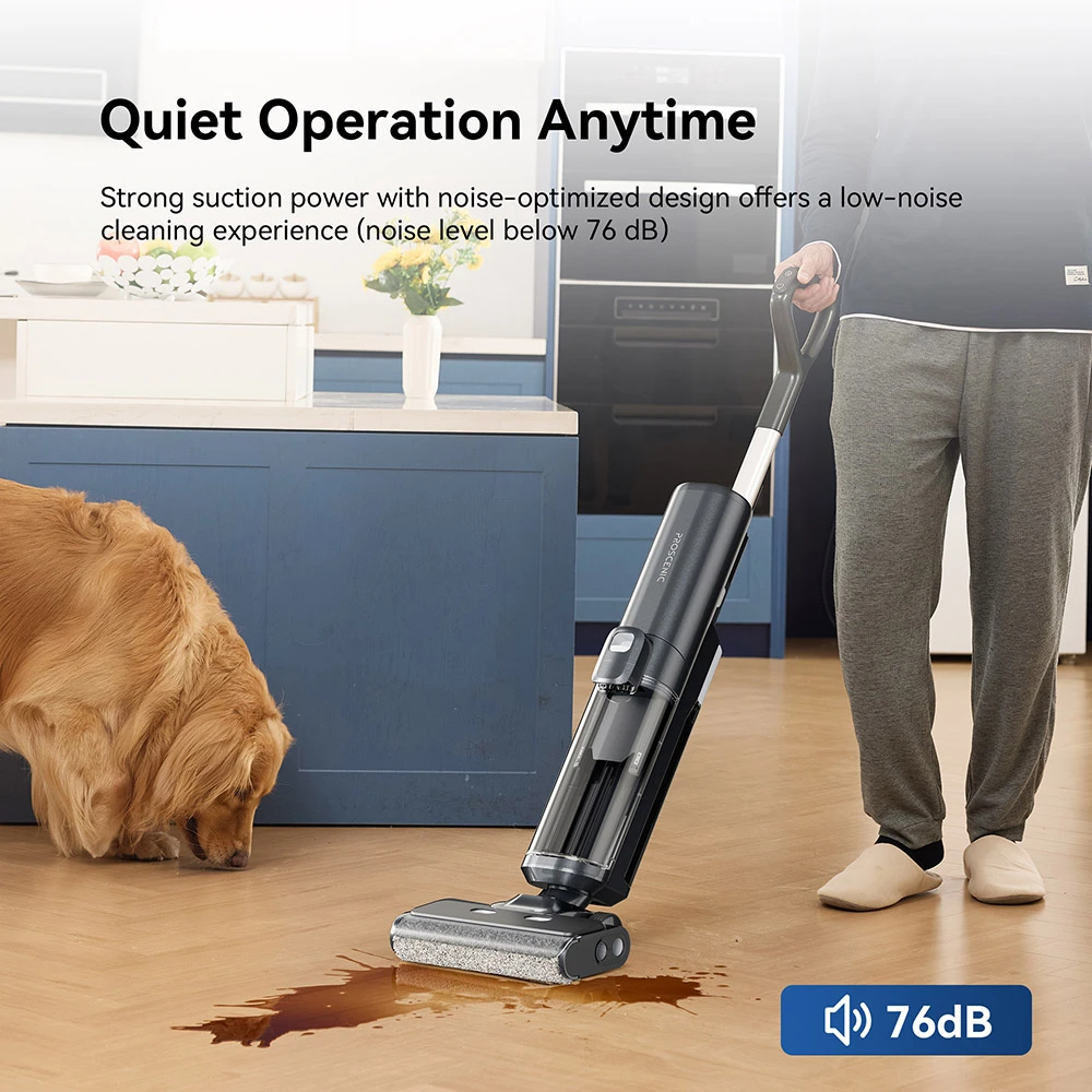 Aspirateur balai sans fil Proscenic F20A, autonomie de 35 min, écran LED, autonettoyage et séchage à l'air, nettoyage complet des bords, contrôle par application, séparation solide-liquide