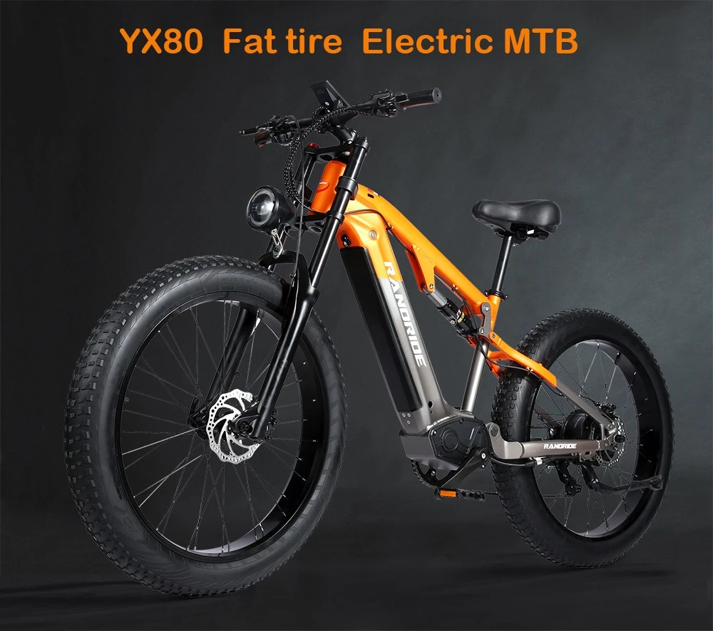 RANDRIDE YX80 Electric Bike, 1500W Brushless Motor, 48V 20Ah Battery, 26x4.0' CST Fat Tire, 50km/h Max Speed, 124km Max Range, Rear Shock Absorber, Shimano Hydraulic Brakes, Shimano 7 Speed, LCD Display