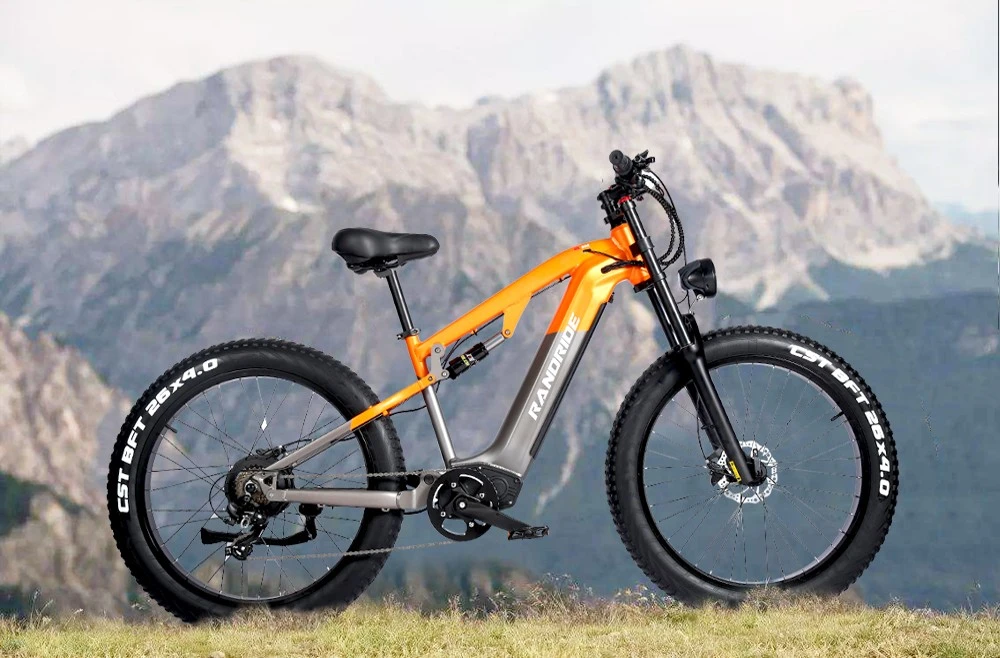 RANDRIDE YX80 Electric Bike, 1500W Brushless Motor, 48V 20Ah Battery, 26x4.0' CST Fat Tire, 50km/h Max Speed, 124km Max Range, Rear Shock Absorber, Shimano Hydraulic Brakes, Shimano 7 Speed, LCD Display