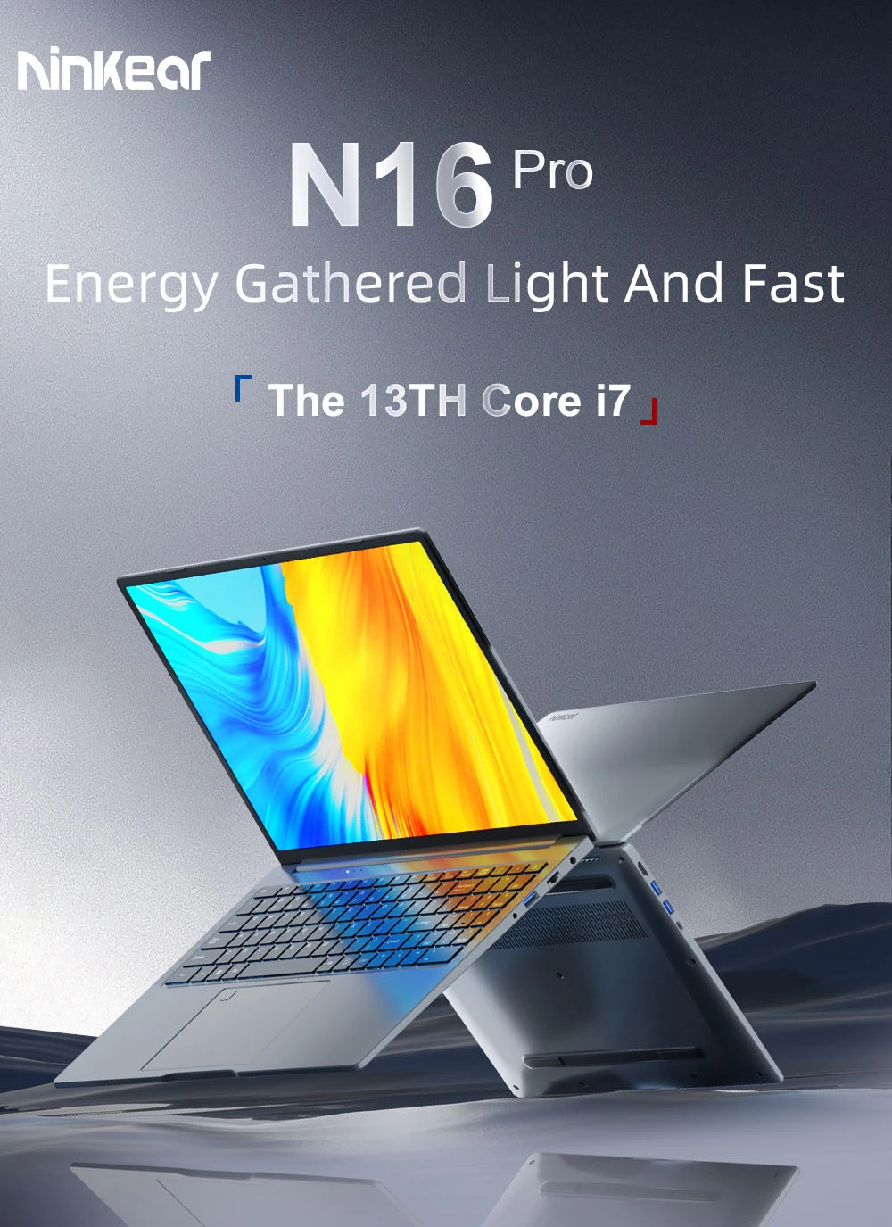 Ninkear N16 Pro Laptop, 16'' 2560*1600 IPS Screen, 165Hz Refresh Rate, Intel Core i7-13620H 10 Cores Up to 4.9GHz, 32GB RAM 1TB SSD, WiFi6, Bluetooth5.0, 1*USB2.0 1*USB3.0 1*Type-C 1*HDMI 1*RJ45, 5500mAh Battery, Fingerprint Unlock, Backlit Keyboard