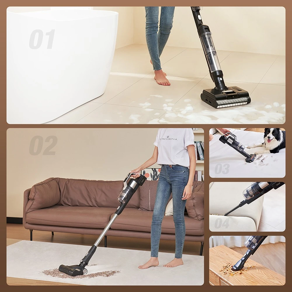 JIMMY PW11 Pro Max 5-in-1 Cordless Vacuum & Washer, 460W Strong Power, Double Cleaning, Hot Air Fast Dry, LED Screen, 180° Lay Flat Design, Dual Roller Brushes, For Hard Floors, Pet Hair and the Whole House, Silver-black Color