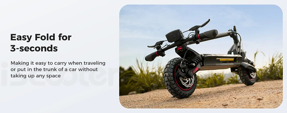 iScooter iX7 Pro Electric Scooter, 2*1000W Motor, 48V 17.5Ah Battery, 10-inch Off Road Tires, 60km/h Max Speed, 80km Range, Front and Rear Disc Brakes, Dual Suspensions