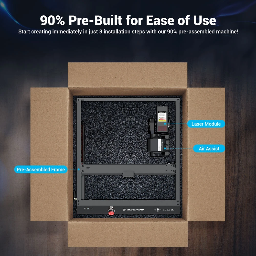 Mecpow X4 22W Laser Engraver Cutter + FC1 Fireproof Enclosure + H44 Laser Bed + Rotary Roller