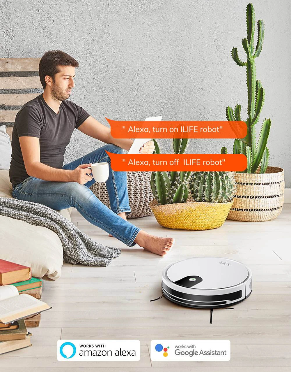 ILIFE G9 Pro Robot Vacuum Cleaner with Self-Emptying Station, 2-in-1 Vacuum and Mop, 3000Pa Suction, 100mins Runtime, 2.5L Dust Bag, Support Alexa/Google Home, Ideal for Pet Hair, Carpets and Hard Floors - White