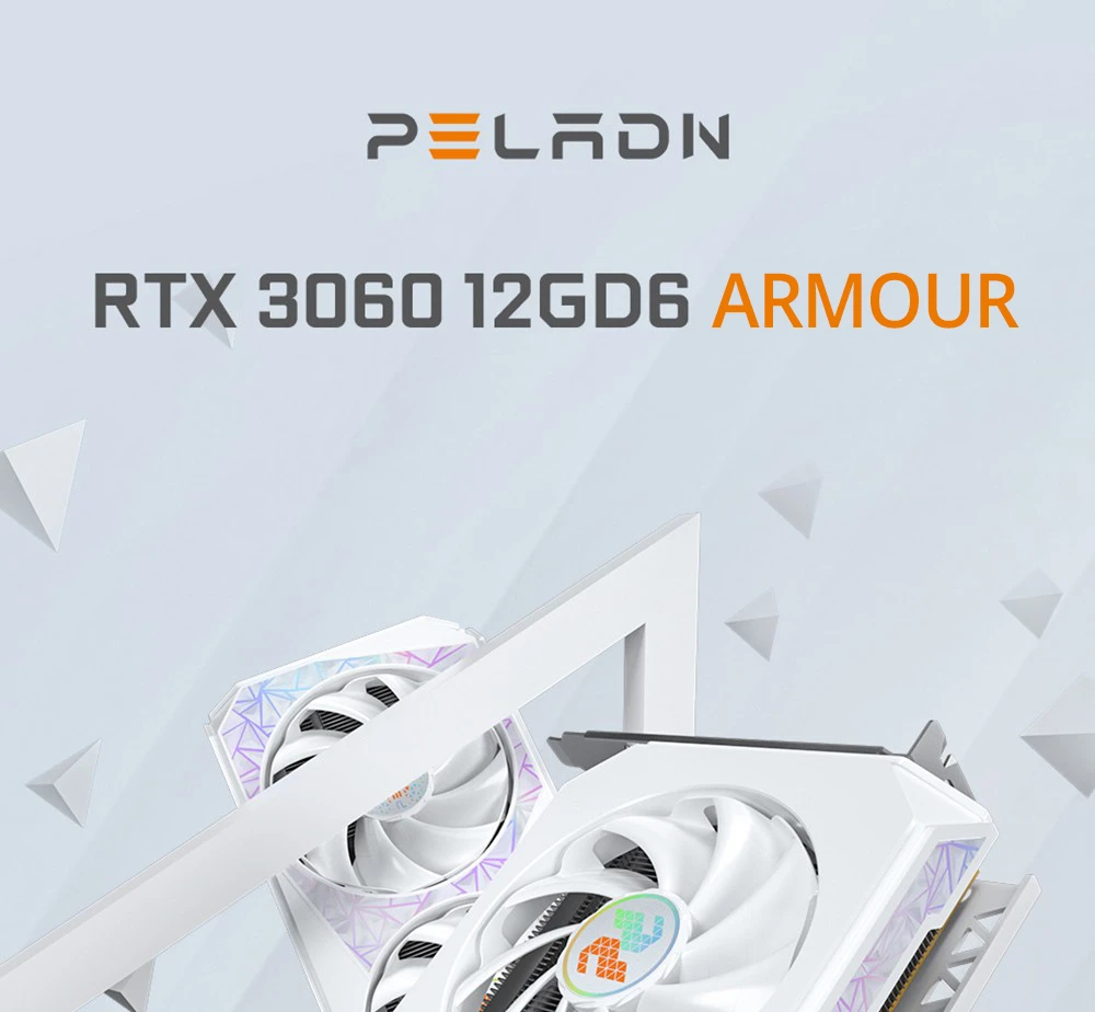 PELADN RTX 3060 Graphics Card, 12GB GDDR6, 8Pin 192bits, 170W, PCI Express 4.0, 3*DP 1*HDMI, Dual-fan, for Gaming Design Rendering