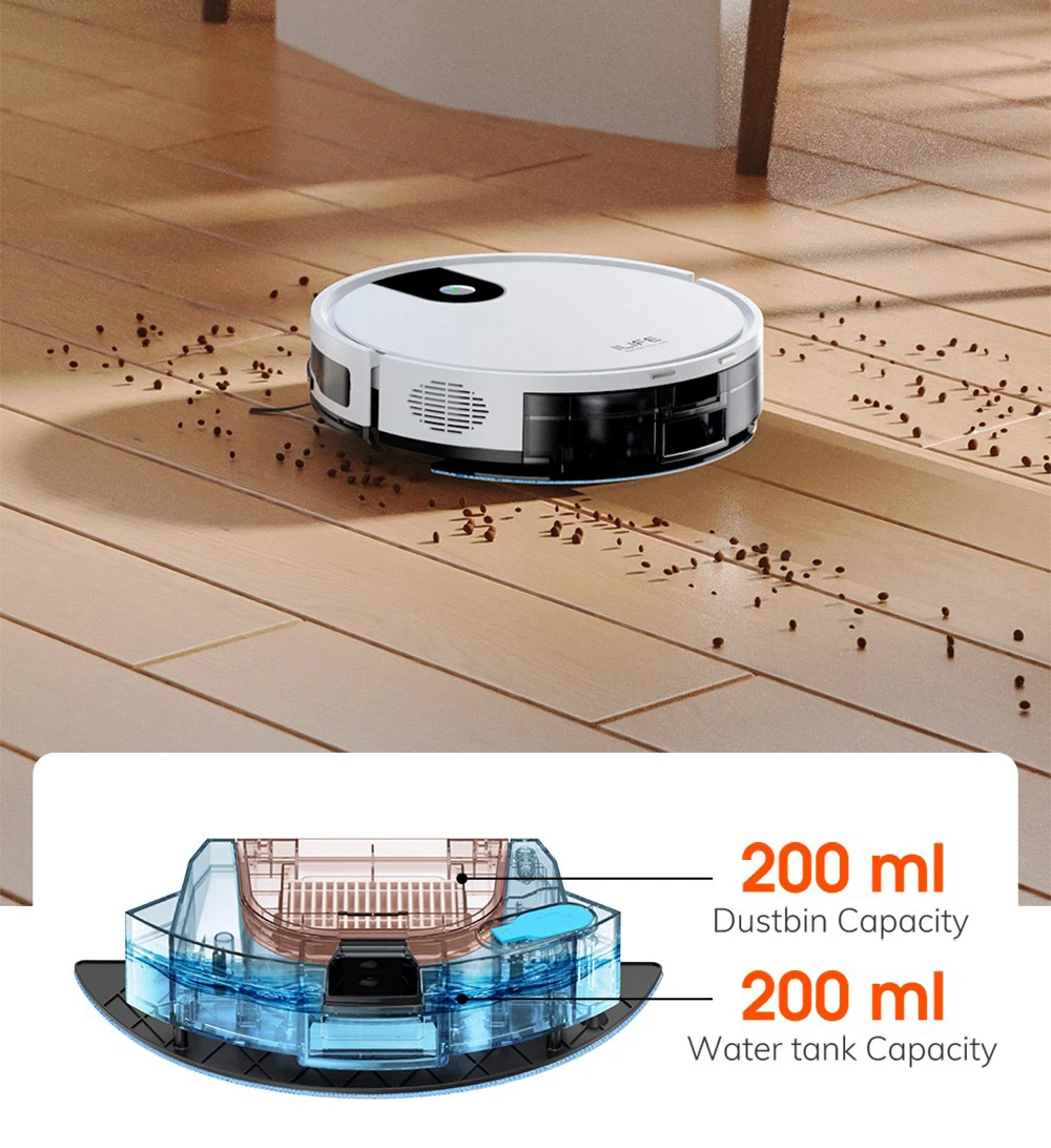 ILIFE G9 Pro Robot Vacuum Cleaner with Self-Emptying Station, 2-in-1 Vacuum and Mop, 3000Pa Suction, 100mins Runtime, 2.5L Dust Bag, Support Alexa/Google Home, Ideal for Pet Hair, Carpets and Hard Floors - White