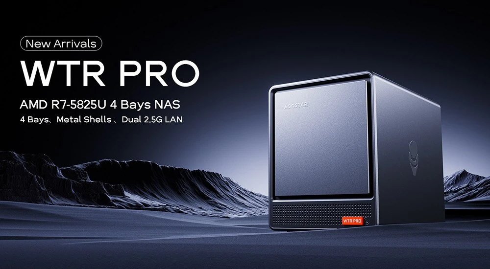 AOOSTAR WTR Pro NAS Mini PC, AMD Ryzen 7 5825U 8 Cores 4.5GHz, 16GB RAM 512GB SSD, HDMI+DP+Type-C Triple 4K Display, WiFi 6 Bluetooth 5.2, 2*USB3.0 2*USB2.0 2*2.5G RJ45 1*Micro SD Card Port 1*Audio Jack - EU Plug