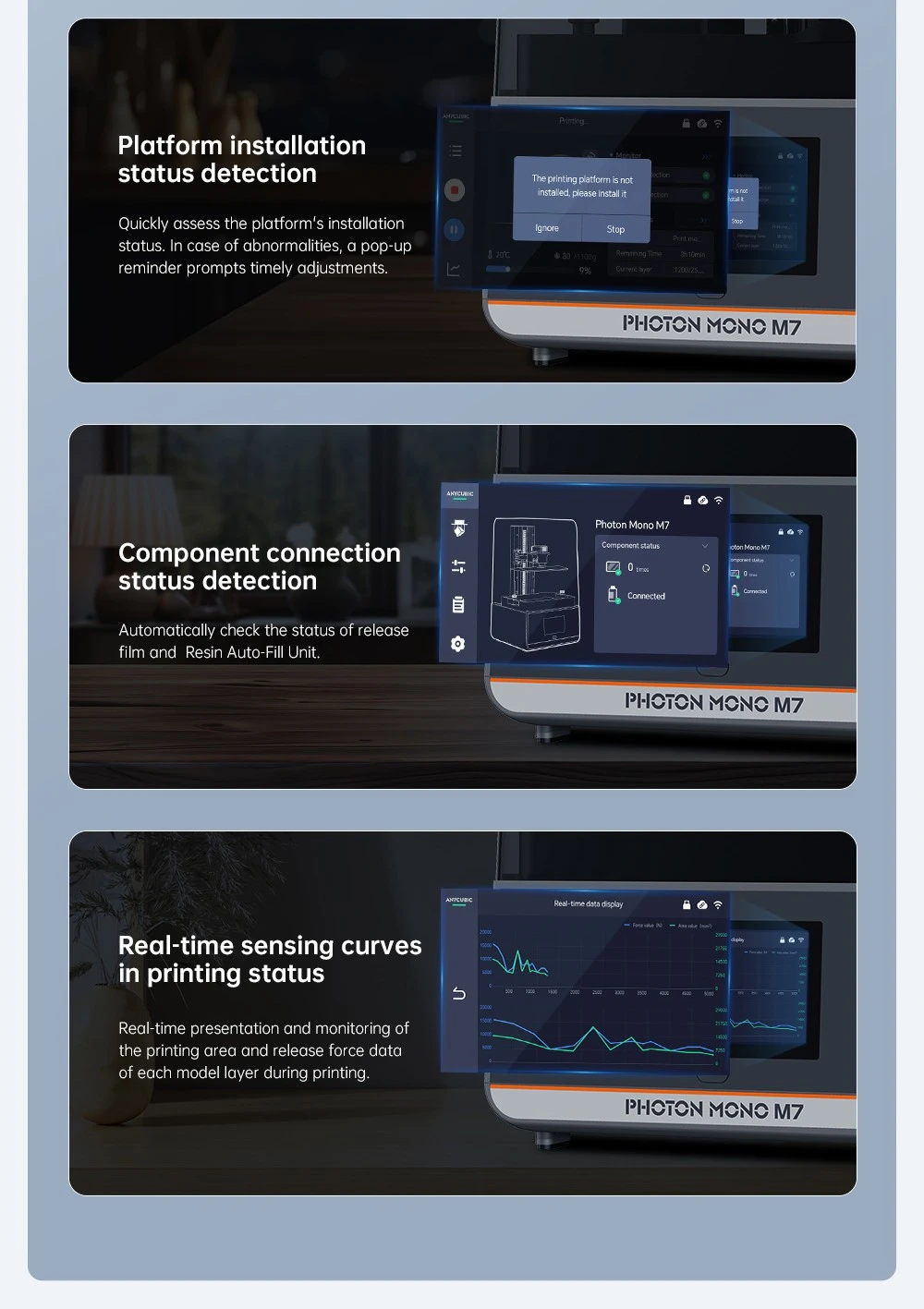 Anycubic Photon Mono M7 Resin 3D Printer, 90mm/h Print Speed, 14K COB Source, 10.1inch Mono LCD, Dynamic Light-off, Leveling-free, 223*126*230mm