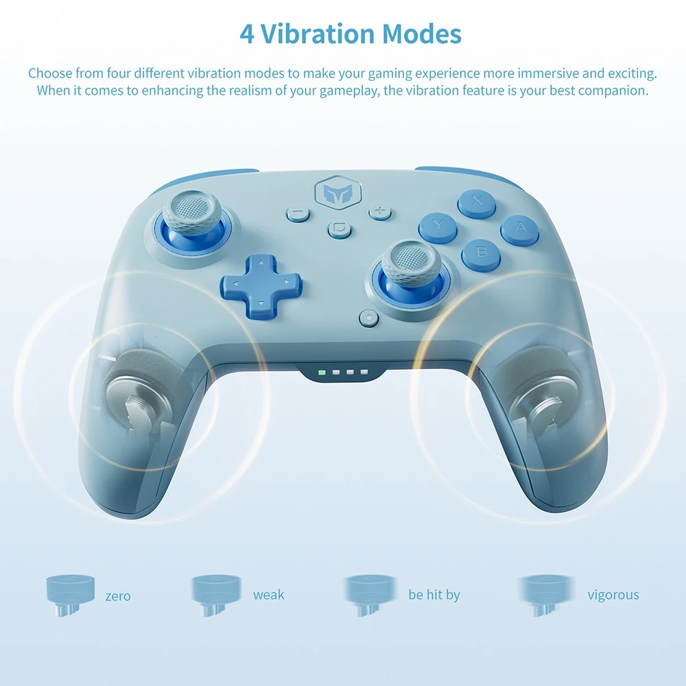 BIGBIG WON CHOCO Wireless Game Controller, Custom Button, 6-Axis Gyro, 128-Step Macro Programming - Blue