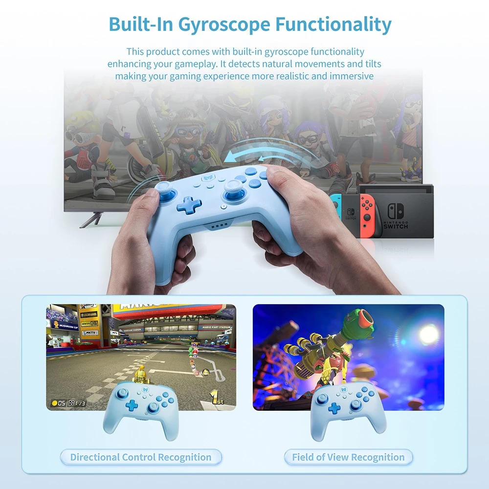 BIGBIG WON CHOCO Wireless Game Controller, Custom Button, 6-Axis Gyro, 128-Step Macro Programming - Blue