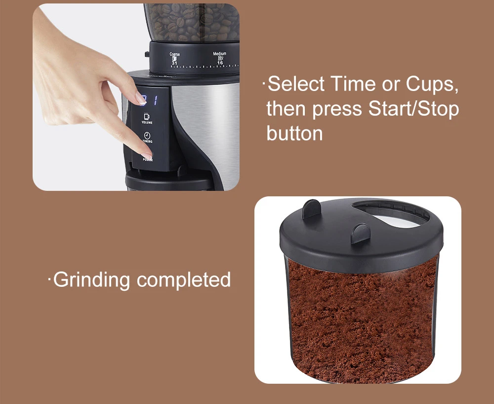 BioloMix BCG819 Conical Burr Coffee Grinder, with 31 Grind Settings for Espresso Turkish Coffee, LCD Touch Screen, Anti-static