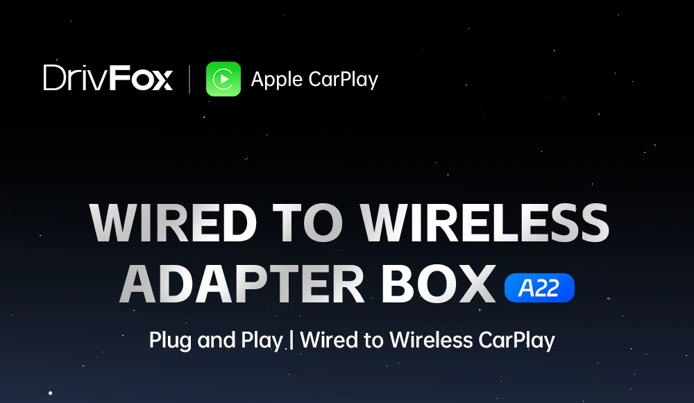 DriFox A20 Wired to Wireless Carplay Adapter, Plug & Play, Auto-Connect, 5.8GHz Fast Data Transmission, Voice Assistant