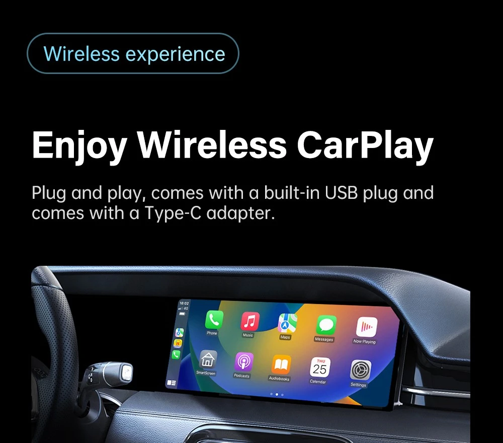 DriFox A21 Wired to Wireless Carplay Adapter, Plug & Play, Auto-Connect, 5.8GHz Fast Data Transmission, Voice Assistant - Blue