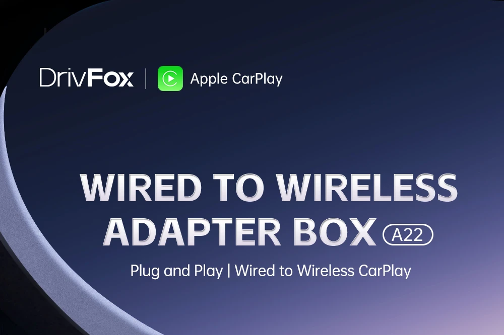 DriFox A22 Wired to Wireless Carplay Adapter, Plug & Play, Auto-Connect, 5.8GHz Fast Data Transmission, Voice Assistant