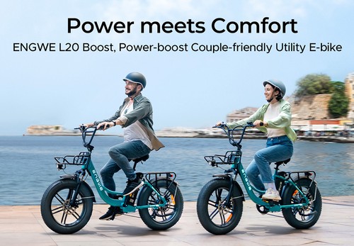 ENGWE L20 BOOST Electric Bike, 250W Motor, 48V 13AH Battery, 20*4-inch Fat Tires, 25km/h Max Speed, 126km Max Range, Torque Sensor, Shimano 7-Speed, Front Fork Suspension, Mechanical Disc Brakes