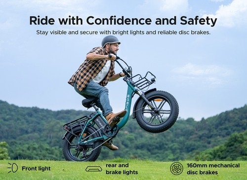 ENGWE L20 BOOST Electric Bike, 250W Motor, 48V 13AH Battery, 20*4-inch Fat Tires, 25km/h Max Speed, 126km Max Range, Torque Sensor, Shimano 7-Speed, Front Fork Suspension, Mechanical Disc Brakes