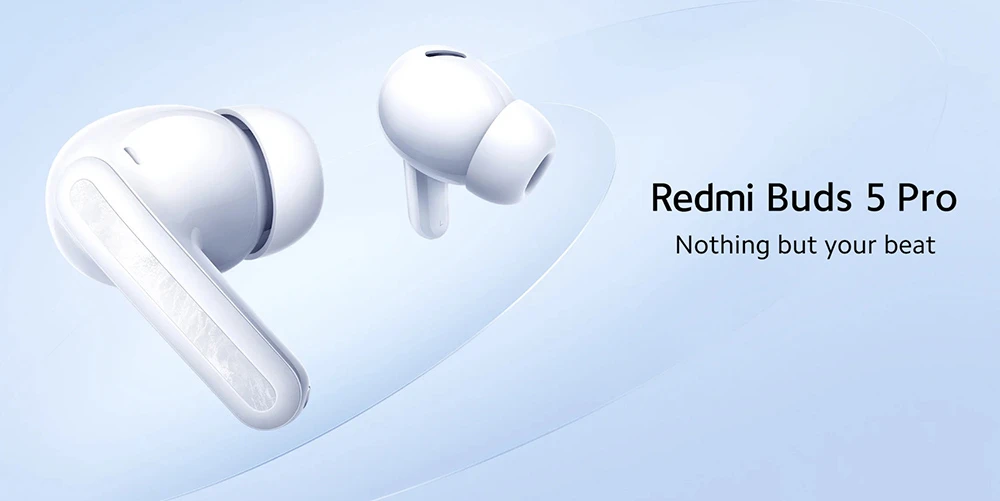 Redmi Buds 5 Pro Earbuds, 52dB Active Noise Cancellation, Hi-Res Audio, Bluetooth 5.3, Up to 38 Hours Battery Life - Black