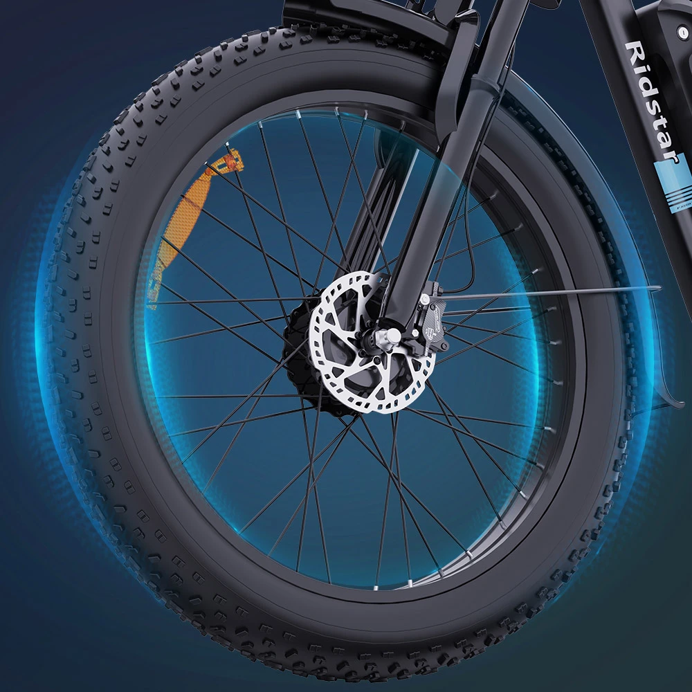 Ridstar E26 Pro Electric Bike, 1000W*2 Motor, 48V 23Ah Battery, 26*4 Inch Fat Tires, 49km/h Max Speed, 75km Range, Dual Hydraulic Brake, Full Suspension, Shimano 7-speed