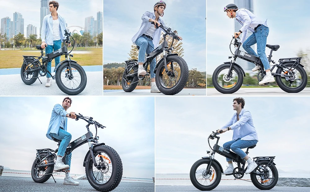 Ridstar H20 Pro Electric Bike, 1000W*2 Motor, 48V 23AH Battery, 20*4 Inch Fat Tires, 49km/h Max Speed, 112km Range, Hydraulic Disc Brake, Front and Rear Shock Absorber, Shimano 7-speed