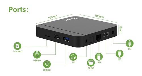 TANIX W2 TV Box, Android 11, Amlogic S905W2 Quad Core, ARM Cortex A53, 4GB RAM 32GB ROM, 2.4G/5G WiFi - US Plug