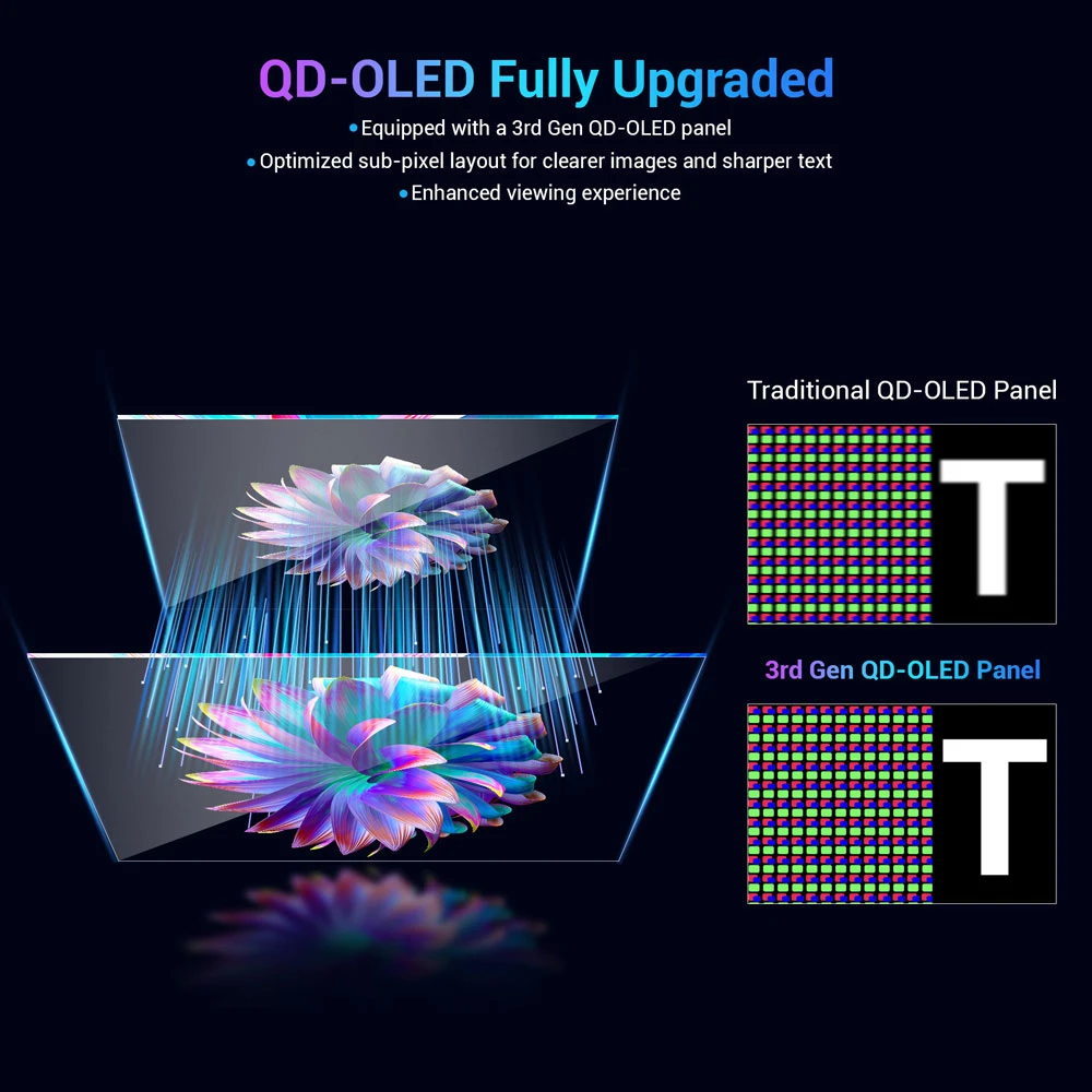 TITAN ARMY G27T8T Gaming Monitor, 26.5-inch 2560*1440 QD-OLED Screen, 360Hz Refresh Rate, 0.03ms GTG, 1000 nits, HDR 400, Adaptive-Sync, Game Assist, 65W Type-C Charging, Dual Speakers, Ambient Light, 2*HDMI 2.1 1*DP 1.4 1*USB-A 1*USB-B 1*Audio