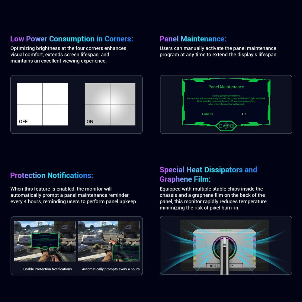 TITAN ARMY G27T8T Gaming Monitor, 26.5-inch 2560*1440 QD-OLED Screen, 360Hz Refresh Rate, 0.03ms GTG, 1000 nits, HDR 400, Adaptive-Sync, Game Assist, 65W Type-C Charging, Dual Speakers, Ambient Light, 2*HDMI 2.1 1*DP 1.4 1*USB-A 1*USB-B 1*Audio